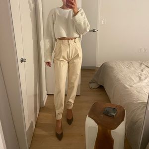 The Frankie Shop cream vegan leather pants